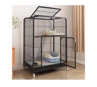 YPIOUREN Metal Cat Kitten Cage ，Mobile Cat Enclosure On Wheels, Large Multi-layer Cat Cage，Indoor Large Cat Cage，Indoor/Outdoor Metal Catio Enclosure, With Tray，Easy Cleanup(Black,78 * 55 * 100cm)
