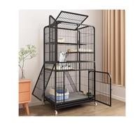 YPIOUREN Metal Cat Kitten Cage ，Mobile Cat Enclosure On Wheels, Large Multi-layer Cat Cage，Indoor Large Cat Cage，Indoor/Outdoor Metal Catio Enclosure, With Tray，Easy Cleanup(Black,78 * 55 * 137cm)