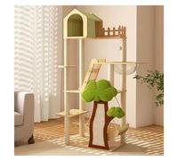 YPIOUREN Multi Level Wooden Cat Tower, Cute Cat Tree, with Spacious Condo, Cat Houses for Indoor Cats(60x40x148cm/23.62x15.75x58.26in)