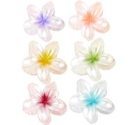 Ypkia Set of 6 Shiny Flower Hair Clips Large Colourful Hair Clip Flower Hair Clips Women's Set Hair Accessories for Women Girls