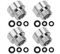 YPLonon 4pcs Shower Hose Connector 3/4'' Female to 1/2'' Male Thread Brass Valve Reducer BSP Shower Adapter with 12pcs Gaskets Water Pipe Fittings Chrome for Home Garden Toilet (Hexagon Head)