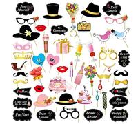 YPLonon 53PCS Party Photo Booth Props Glittery Prom & Wedding Photobooth Kit, Fun Selfie Props for Bridal Showers, Engagements & Birthdays, Perfect Party Favors & Decorations