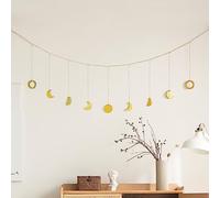 YPLonon Boho Moon Phase Wall Hanging 130cm Moon and Star Wall Garland Gold Boho Wall Decor with Chains Moons Hang Art Room Decor Lunar Phase Ornaments for Bedroom Living Room Office