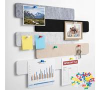 YPLonon Pack of 10 Felt Notice Boards, Self-Adhesive, 40 x 5 cm, Pin Board, Bar Strips, Cork Board with 50 Pushpins, Small Notice Board Strips without Drilling, for Office, School, Home, Wall