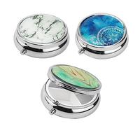 YPLonon Pill Boxs 3 PCS Medicine Pill Cases 3 Compartment Metal Medicine Vitamin Organizer with Mirror Portable Mini Tablet Box for Pocket or Purse for Travel