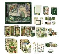 YPLonon Scrapbooking Supplies Aesthetic Journaling Supplies Universal Bullet Journal Kit Green Theme Scrapbook Kit with A6 Notebook Stickers for Girls Kids Birthday and Christmas Gifts