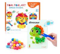 YPLUS Craft Kits for Kids - Pompoms for Crafting with Sticky Papers, Arts and Crafts Ages 3-8, Kids Craft Set for Fun & Learning - Animal