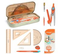 YPLUS Geometry Set for Students, Math Protractor Compass with Rulers, Box of Protactor Kit for Class Supplies and School, 12 Pcs