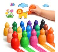 YPLUS Jumbo Stackable Snowman Crayons for Toddlers 1-3, 16 Washable Non-Toxic