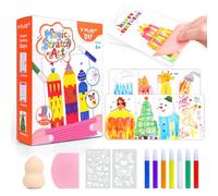 YPLUS Magic Scratch Art Postcards for Kids Ages 3-12 - Scraper Painting & Rubbing Postcards, Bookmarks with 7 Paint Pens, Sponge, Sticker - Travel Crafts & Mess-Free Art Set