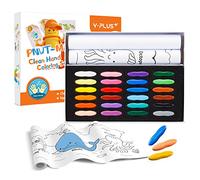 YPLUS Peanut Crayons Set for Kids, Art Case with 24 Colors Crayons and Wall Sticker Paper Rolls, Non-Toxic Toddler Coloring Supplies for Gift