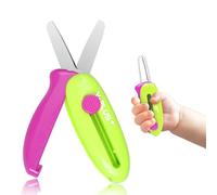 YPLUS Safety Scissors for Kids Ages 1-5, Retractable Green Toddler Craft