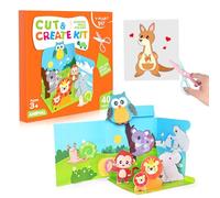 YPLUS Scissor Skills Kit for Kids Ages 3-7, 40 Pcs Cut & Create Craft Set with Safety Scissor, Stickers,Activity Books, Fine Motor Toys Montessori Gifts for Boys Girls, Toddler Art Supplies,Animal