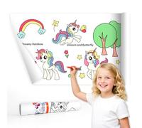 YPLUS Toddler Colouring Roll Paper, 300 x 30 cm Sticky Craft Roll, Mess-Free Art Paper for Kids, Gift for Ages 2-6 Years Unicorn