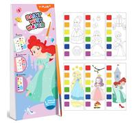 YPLUS Water Colouring Book for Children Painting Watercolour Paint Set Paper for Kids, Magic Book Arts and Crafts Gift for Drawing - Mini Princess