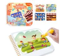YPLUS Water Painting Books for Kids - Magic Colouring Book with Brush, Mess-Free Magic Painting Books with Water for Children - Town