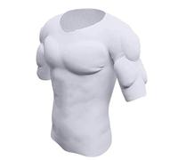 Ypnrd Detachable Padded Muscle Shirt Mens Muscle Fit Compression Short Sleeved Men's Shoulder Chest Padded Body Shaper T Shirt,White,XL