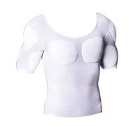 Ypnrd Fake Muscle Suit Shirt Men Invisible Simulation of Fattening Thin Elastic Detachable Bottoming Shirt,White,M