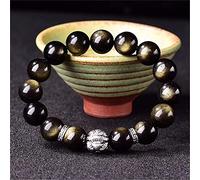 YPOSPDD Bracelet Feng Shui Wealth Pixiu/Piyao Bracelet Natural Black Obsidian Energy Bracelet Adjustable Elastic Bead Ward Off Evil Spirits for Men Jewelry,12mm (Color :(14mm)
