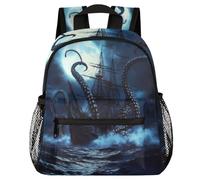 YPPAHHHH Toddler Backpack Cartoon Construction Vehicle Tractors Bulldozers Mini Bacpack Lightweight Rucksack Travel Bag, Ocean Kraken Octopus Pirate Ship, 10"L x 4"W x 12"H, Daypack Backpacks