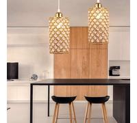YPQXYHDA Elegant Adjustable Crystal Chandelier Ceiling Light Modern Pendant Lighting for Kitchen Island Dining Room(Gold)