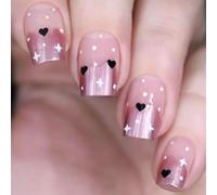YPREWY 24 Pieces Short Square False Nails with Star Pattern Artificial Nails Press on Nails Full Covers Stick on Nails for Wome