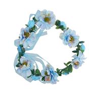 YPREWY Beautiful Flower Headband Hair Wreath Floral Garland Crown Headpiece with Ribbon for for Friend Beach Gatherings for Flower Girl Beaded White Wreaths for Women for Bridal for Winter