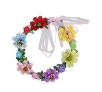 YPREWY Beautiful Flower Headband Hair Wreath Floral Garland Crown Headpiece with Ribbon for for Friend Beach Gatherings for Flower Girl Beaded White Wreaths for Women for Bridal for Winter