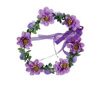 YPREWY Beautiful Flower Headband Hair Wreath Floral Garland Crown Headpiece with Ribbon for for Friend Beach Gatherings for Flower Girl Beaded White Wreaths for Women for Bridal for Winter
