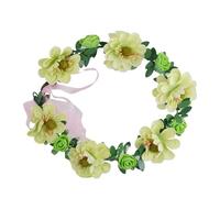 YPREWY Beautiful Flower Headband Hair Wreath Floral Garland Crown Headpiece with Ribbon for for Friend Beach Gatherings for Flower Girl Beaded White Wreaths for Women for Bridal for Winter