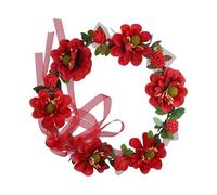 YPREWY Beautiful Flower Headband Hair Wreath Floral Garland Crown Headpiece with Ribbon for for Friend Beach Gatherings for Flower Girl Beaded White Wreaths for Women for Bridal for Winter