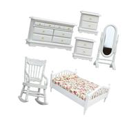 YPREWY European Styles Doll House Bedroom Accessories Wooden Furniture Model Figurine Set For Craft Project Collection Miniature