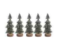 YPREWY Realistic Miniature Christmas Tree Wood Base Desktop Christmas Tree Ensembles with Realistic Snow Appearance
