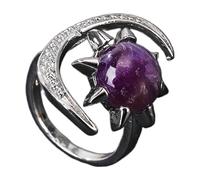 YPREWY Sparkling Crystal Rings Comfortable Wear Natural Gemstones Finger Jewelry Trendy Crystal Accessory Moon And Stars