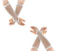 Ypser Women's Long Fishnet Mesh Gloves Nylon Lace Fingerless with Finger Loop