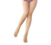 Ypser Women's Trendy Sparkle Rhinestone Fishnet Glittering Mesh Pantyhose Tights, Colorful Glitter Beige, One Size