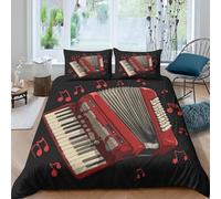 Ypthriline Accordion Small Single Duvet Cover Set, Red Duvet Cover Sets with Zipper Closure, Soft Microfiber Bedding Set, with 2 Pillow Cases 50x75 cm, for Use with Teenage and Adults