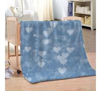 Ypthriline Blue Heart Starry Sky Blanket, Soft and Dreamy Microfiber Flannel Throw Blanket, Comfortable Soft Fluffy and Warm, Blankets for Beds, Sofas and Recliners, 130×150 CM