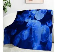 Ypthriline Blue Jellyfish Blanket, Dreamy Style Microfiber Flannel Throw Blanket, Comfortable Soft Fluffy and Warm, Blankets for Beds, Sofas and Recliners, 150×200 CM