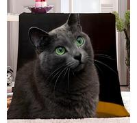 Ypthriline British Shorthair Cat Close-up Blanket, Pet Theme Microfiber Flannel Throw Blanket, Comfortable Soft Fluffy and Warm, Blankets for Beds, Sofas and Recliners, 130×150 CM