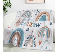 Ypthriline Cartoon Rainbow Blanket, Bohemian Style Microfiber Flannel Throw Blanket, Comfortable Soft Fluffy and Warm, Blankets for Beds, Sofas and Recliners, 220×240 CM