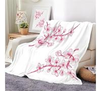 Ypthriline Cherry Blossom Branches Blanket, Chinese Pastoral Style Microfiber Flannel Throw Blanket, Comfortable Soft Fluffy and Warm, Blankets for Beds, Sofas and Recliners, 130×150 CM