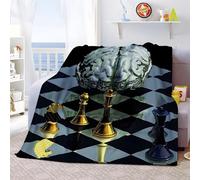 Ypthriline Chess Blanket, Dark Art Style Microfiber Flannel Throw Blanket, Comfortable Soft Fluffy and Warm, Blankets for Beds, Sofas and Recliners, 150×200 CM