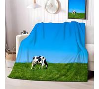 Ypthriline Cow in Pasture Blanket, Pastoral Style Microfiber Flannel Throw Blanket, Comfortable Soft Fluffy and Warm, Blankets for Beds, Sofas and Recliners, 220×240 CM