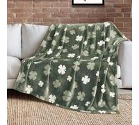 Ypthriline Dark Green Clover Blanket, Forest Style Microfiber Flannel Throw Blanket, Comfortable Soft Fluffy and Warm, Blankets for Beds, Sofas and Recliners, 230×270 CM