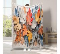 Ypthriline Fallen Leaves Throw Blanket Simple Flannel Throw Microfiber, 3d Pattern Fuzzy Blanket Soft Fluffy for Outdoor Travel Bedroom Living Room 70x80inch (180x200cm)