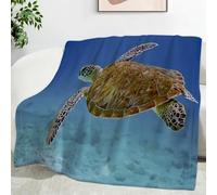 Ypthriline Green Sea Turtle Blanket, Ocean Theme Microfiber Flannel Throw Blanket, Comfortable Soft Fluffy and Warm, Blankets for Beds, Sofas and Recliners, 230×270 CM