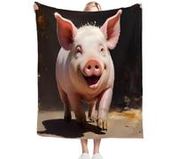 Ypthriline Happy pig Blanket, Cute pet style Microfiber Flannel Throw Blanket, Comfortable Soft Fluffy and Warm, Blankets for Beds, Sofas and Recliners, 150×200 CM