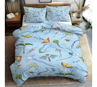 Ypthriline Kite print Double Duvet Set, Blue and Fresh Duvet Cover Sets with Zipper Closure, Soft Microfiber Bedding Set, with 2 Pillow Cases 50x75 cm, for Use with Teenage and Adults