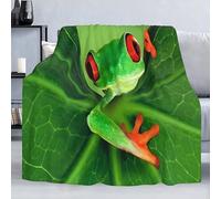 Ypthriline Red-eyed Tree Frog Blanket, Tropical Forest Style Microfiber Flannel Throw Blanket, Comfortable Soft Fluffy and Warm, Blankets for Beds, Sofas and Recliners, 130×150 CM